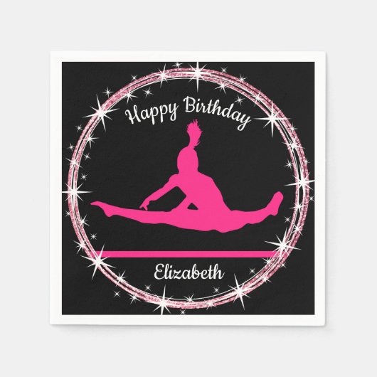 Gymnastik Bars Geburtstag in Rosa und Schwarz Serviette (Vorderseite)