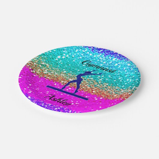 Gymnastik- Bauch SparklePaper Plate Pappteller (Schrägansicht)