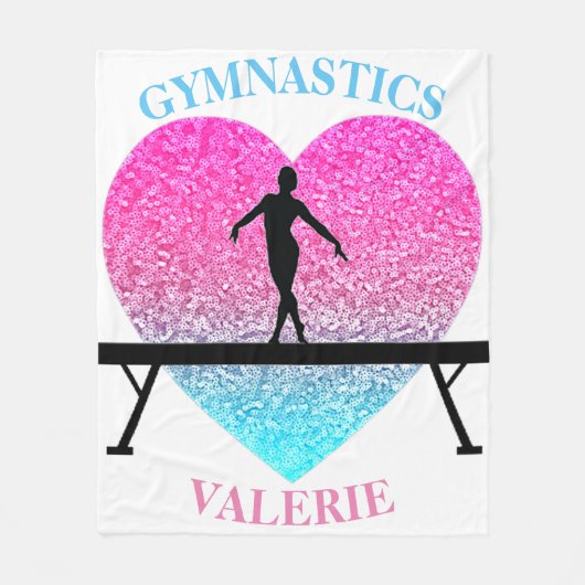 Gymnastik Beam Fleece Blankon mit Namen (Vorderseite)