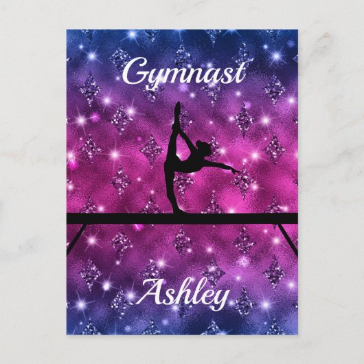 Gymnastik Beam Glam Postkarte (Vorderseite)
