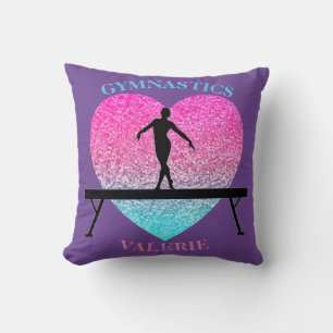 Gymnastik Beam Heart Throw Kissen mit ihrem Namen
