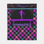 Gymnastik Beam Pink Lila Aquamarines Tartan Fleecedecke (Vorderseite)