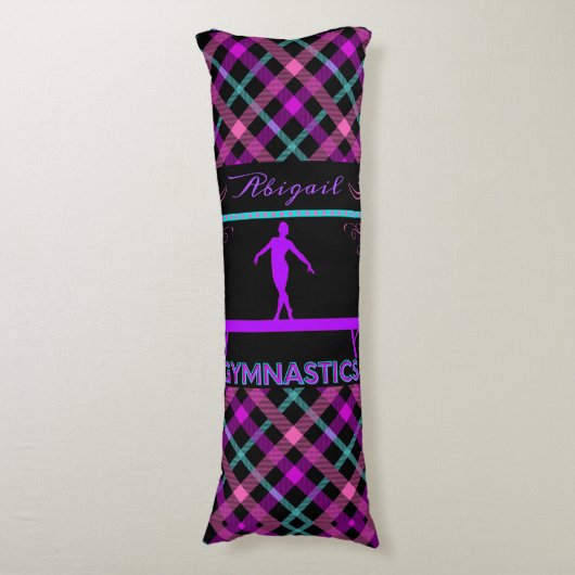 Gymnastik Beam Pink Lila Aquamarines Tartan Seitenschläferkissen (Vorderseite Vertikal)