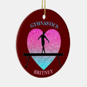 Gymnastik Beam Sparkle Herz Burgund Keramik Ornament (Rechts)