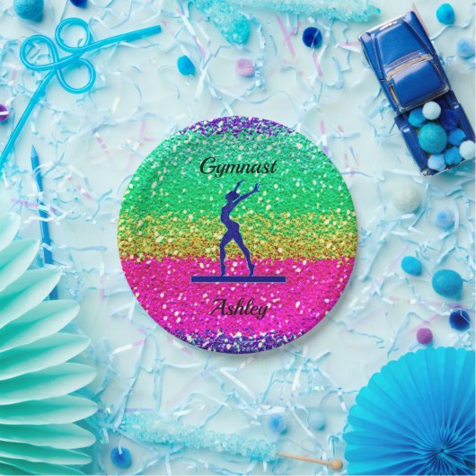 Gymnastik Beam Sparkle Pappteller (Party)