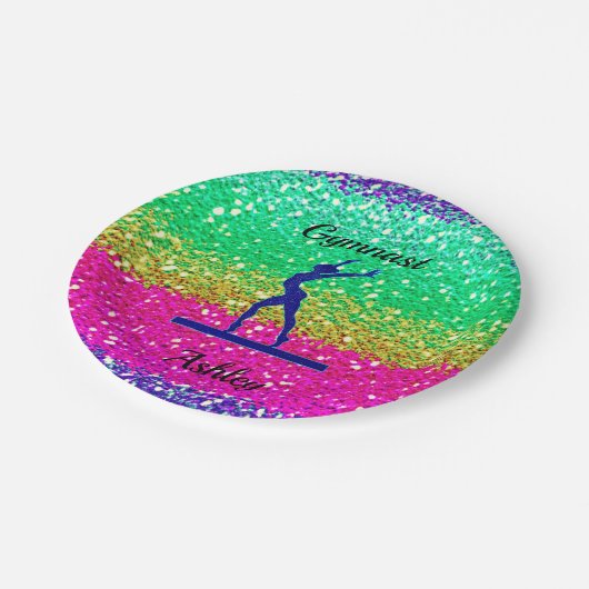 Gymnastik Beam Sparkle Pappteller (Schrägansicht)