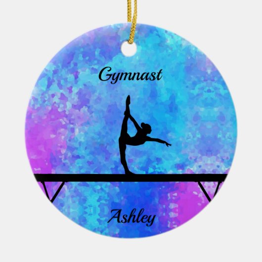 Gymnastik Beam Watercolor Keramik Ornament (Vorne)