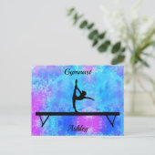 Gymnastik Beam Watercolor Postkarte (Stehend Vorderseite)