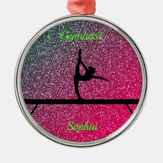 Gymnastik Beam Watermelon Sparkle Ornament Aus Metall (Vorne)