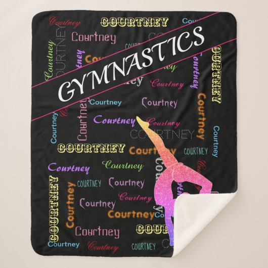 Gymnastik Blanka mit ihrem Namen überall Sherpadecke (Vorderseite)