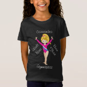 Gymnastik Blonde, blaue Augen, rosa Leotard T-Shirt (Vorderseite)