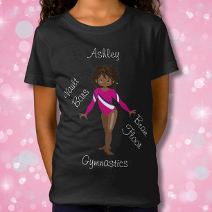 Gymnastik Brünett, braune Augen, rosa Leotard T-Shirt