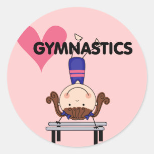 GYMNASTIK - brünette MädchenHandstands Runder Aufkleber