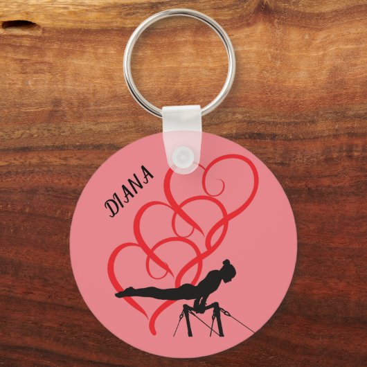 Gymnastik Button Schlüsselanhänger. Personalisiert Schlüsselanhänger (Vorderseite)