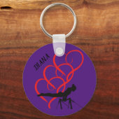 Gymnastik Button Schlüsselanhänger. Personalisiert Schlüsselanhänger (Vorderseite)