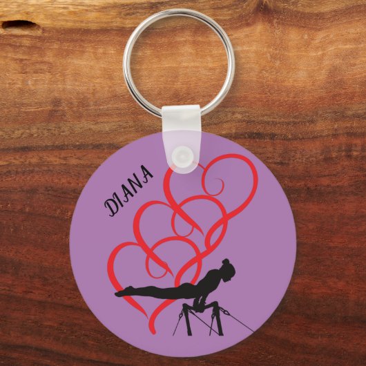 Gymnastik Button Schlüsselanhänger. Personalisiert Schlüsselanhänger (Vorderseite)
