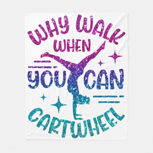 Gymnastik Cartwheel Magenta Lila Türkis Fleecedecke (Vorderseite)
