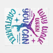 Gymnastik Cartwheel Magenta Lila Türkis Fleecedecke (Vorderseite (Horizontal))