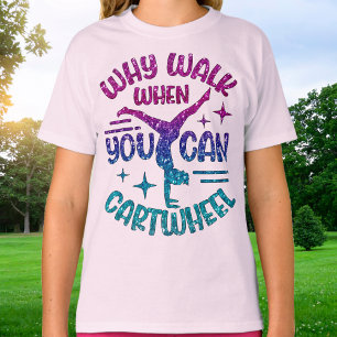 Gymnastik Cartwheel Magenta Lila Türkis T-Shirt