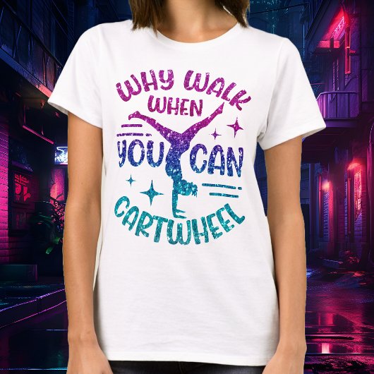 Gymnastik Cartwheel Magenta Lila Türkis T-Shirt