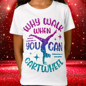 Gymnastik Cartwheel Magenta Lila Türkis T-Shirt