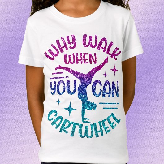 Gymnastik Cartwheel Magenta Lila Türkis T-Shirt