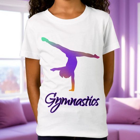 Gymnastik Cartwheel Pink Lila Ombre Gradient T-Shirt