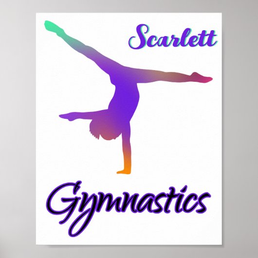 Gymnastik Cartwheel Pink Lila Personalisiert Poster (Vorne)