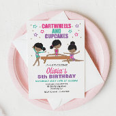 Gymnastik Cartwheels and Cupcakes Birthday Invita Einladung