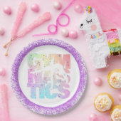 Gymnastik Confetti Briefe mit Lila Glitzer Pappteller (Party)