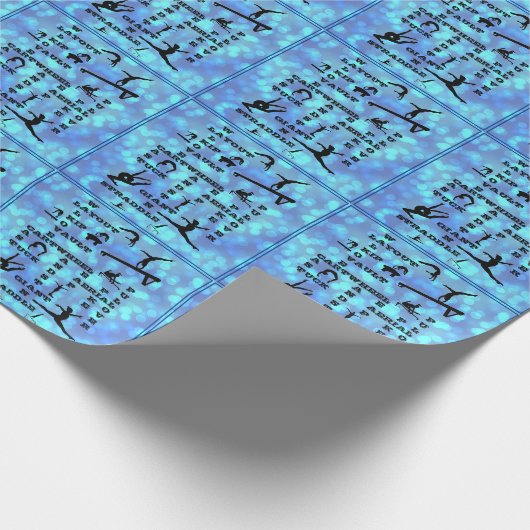 Gymnastik Crosswords Skills Blue Geschenkpapier (Ecke)
