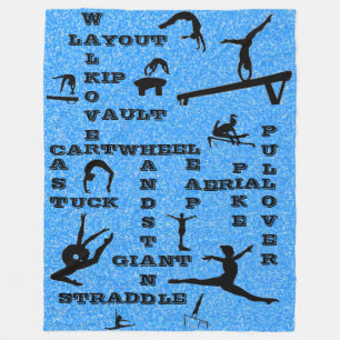Gymnastik Crosswords Skills Blue Glitzer Fleecedecke