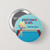 Gymnastik Custom Blonde Girl Geburtstagsparty Button (Vorne & Hinten)