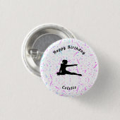 Gymnastik / Dance Happy Birthday Streamers Button (Vorne & Hinten)