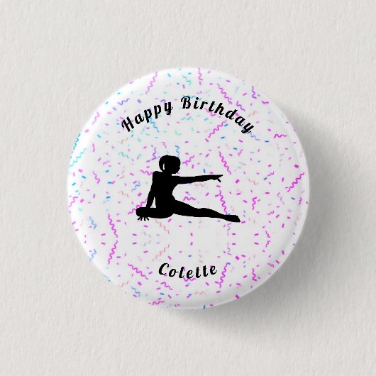 Gymnastik / Dance Happy Birthday Streamers Button (Vorderseite)