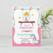 Gymnastik Einhorn laden Einladung (Stehend Vorderseite)