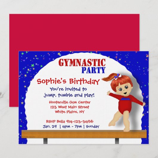 Gymnastik Einladung (Vorne/Hinten)