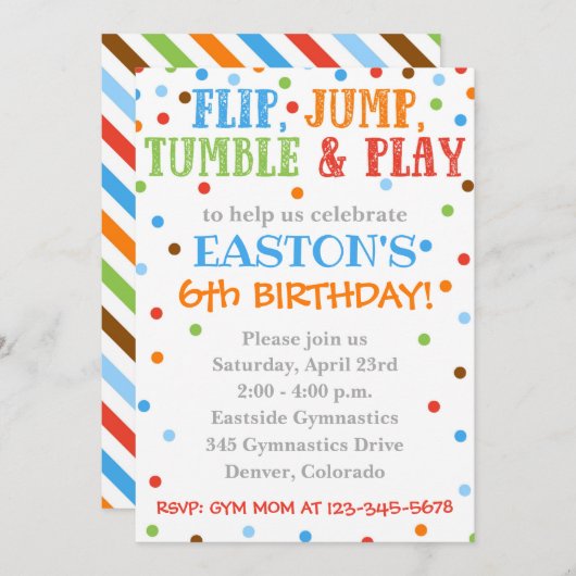 Gymnastik Einladung | Gymnastik Einladung zum Gebu (Vorne/Hinten)