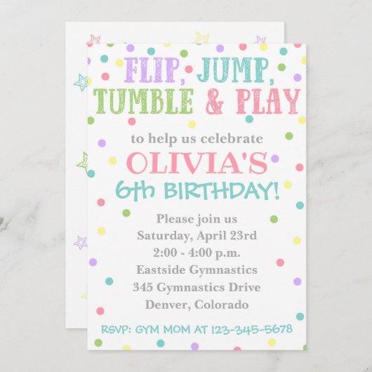 Gymnastik Einladung | Gymnastik Einladung zum Gebu (Vorne/Hinten)