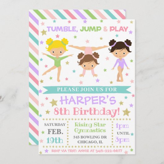 Gymnastik Einladung | Gymnastik Einladung zum Gebu (Vorne/Hinten)