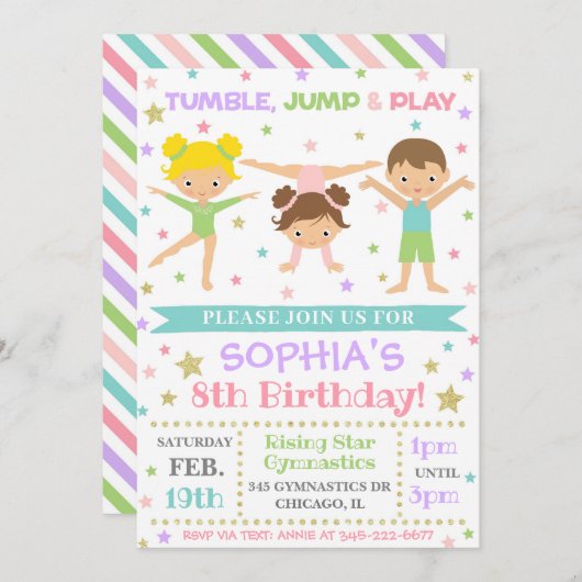 Gymnastik Einladung | Gymnastik Einladung zum Gebu (Vorne/Hinten)