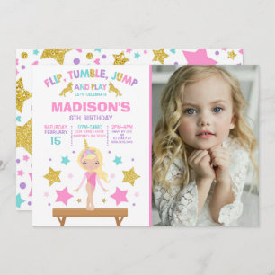 Gymnastik Einladung Unicorn Gymnastik Party