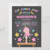 Gymnastik Einladung Unicorn Gymnastik Party (Vorderseite)