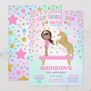 Gymnastik Einladung Unicorn Gymnastik Party