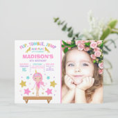 Gymnastik Einladung Unicorn Gymnastik Party (Stehend Vorderseite)