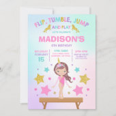 Gymnastik Einladung Unicorn Gymnastik Party (Vorderseite)