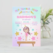 Gymnastik Einladung Unicorn Gymnastik Party (Stehend Vorderseite)
