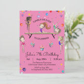 Gymnastik Einladung zum Geburtstag | Gymnastik-Par (Stehend Vorderseite)