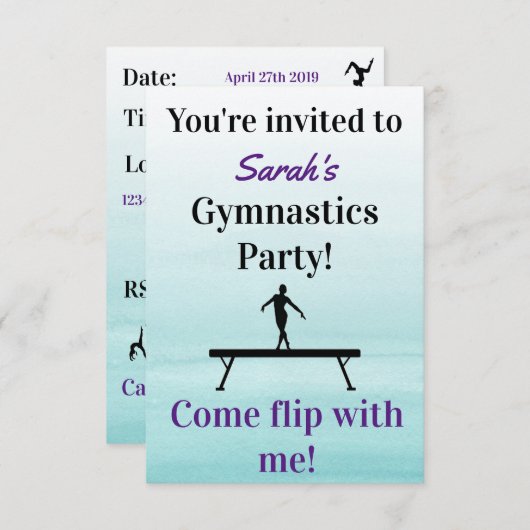 Gymnastik Einladung zum Geburtstag | Gymnastik-Par (Vorne/Hinten)