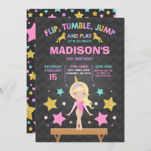 Gymnastik-Einladungunicorn-Gymnastik-Party Einladung